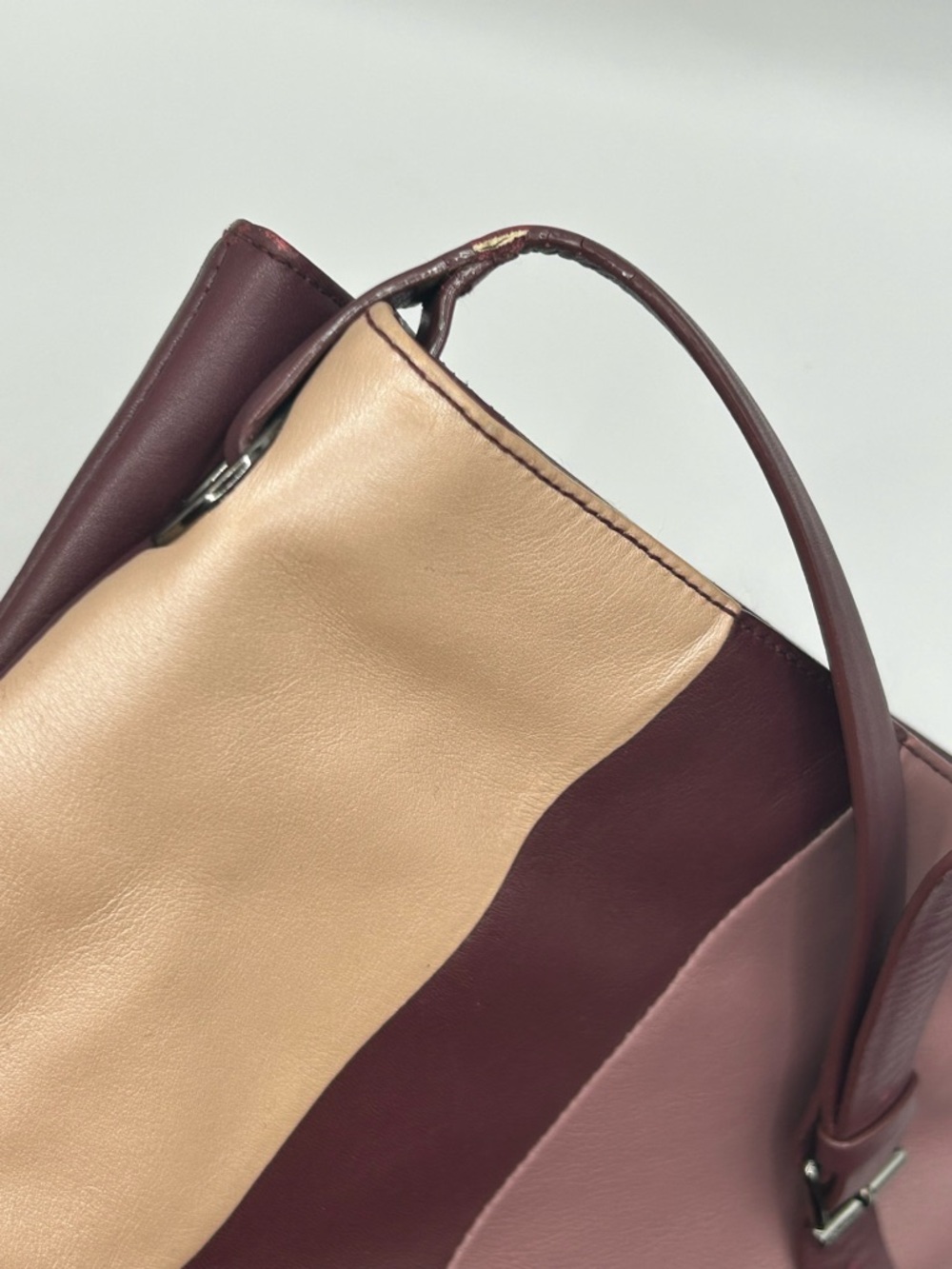 Furla Colorblock Leather Shoulder Bag in Mauve, Burgundy & Cream - Picture 8 of 9